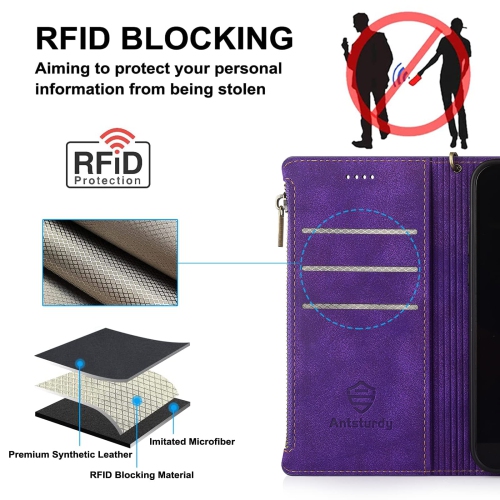 Antrobuste pour Galaxy Z Fold 3 5G de Samsung avec porte-stylet S-Pen, étui folio en cuir de polyuréthane rabat protecteur avec fente pour poignet