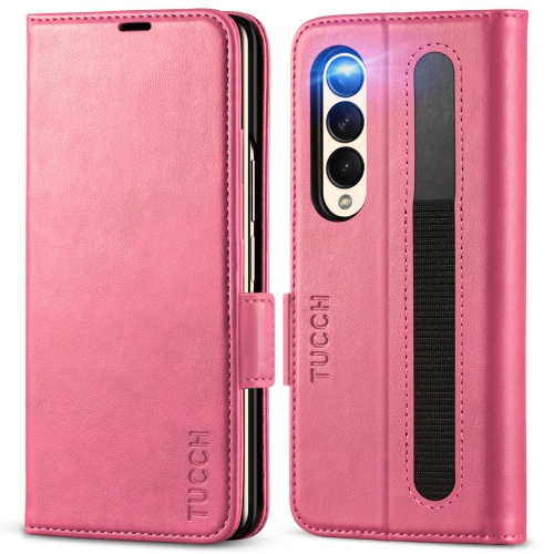 TUCCH Case Wallet for Galaxy Z Fold 4 5G, PU Leather Case with S Pen Slot RFID Blocking Stand Card Holders , Magne