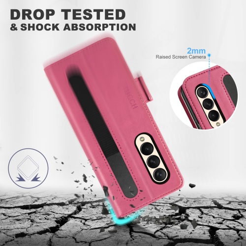 TUCCH Case Wallet for Galaxy Z Fold 4 5G, PU Leather Case with S Pen Slot RFID Blocking Stand Card Holders , Magne