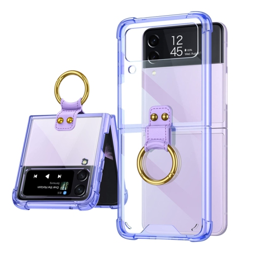 Qoosea for Samsung Galaxy Z Flip 3 Case with Ring, Thin Clear Crystal Cover Transparent Scratchproof Lightweight Full Protec