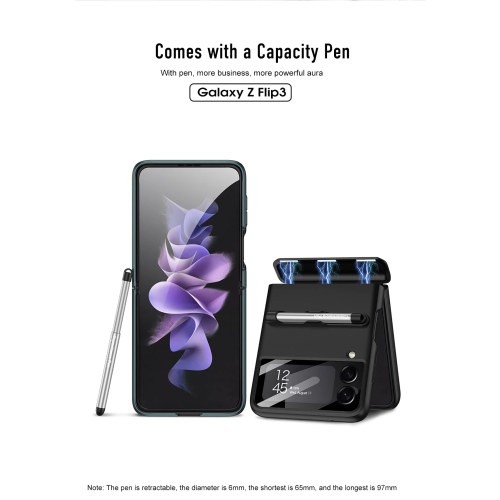 L’étui SHIID pour Samsung Z Flip 3 avec protection à charnière, l’étui à rabat pour Galaxy Z Flip 3 est offert avec un stylo à capacitance, un étui à