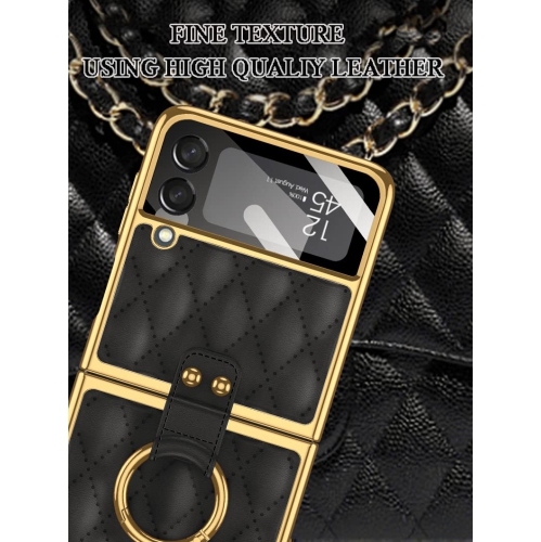 SHIEID Samsung Z Flip 3 Case, Galaxy Flip 3 Case with Ring Protective Cover, Sponge Lining, Diamond Shape Design Flip 3 Case