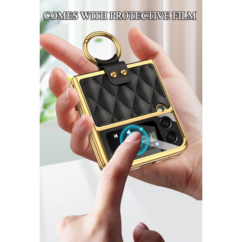 SHIEID Samsung Z Flip 3 Case, Galaxy Flip 3 Case with Ring Protective Cover, Sponge Lining, Diamond Shape Design Flip 3 Case