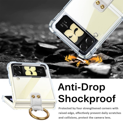 Miimall Compatible with Samsung Z Flip 3 Case with S Pen, Galaxy Z Flip 3 Case with Ring Stand, Transparent TPU Slim Cover A