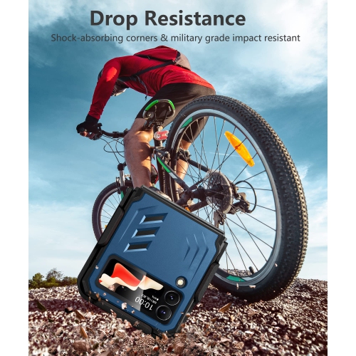 for Samsung Z Flip 4 Case: Military Grade Protection Shockproof Cell Phone Case with Kickstand & Holster | Protective Drop P