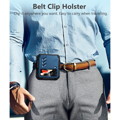 for Samsung Z Flip 4 Case: Military Grade Protection Shockproof Cell Phone Case with Kickstand & Holster | Protective Drop P