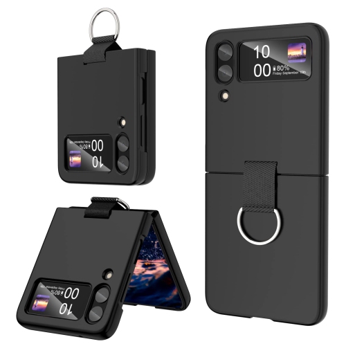 HLD  Samsung Galaxy Z Flip 4 Case Shockproof Heavy Duty Silicone Protective Cover With Ring Phone Case for Galaxy Z Flip 4 5G-Bla
