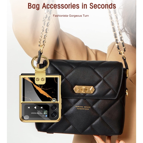 SHIEID Samsung Z Flip 3 Case, Z Flip 3 Case with Ring Phone Case, Electroplating Color Painting Tempered Glass Protective Co