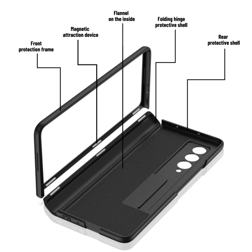 HJCMikee Hinge Protection Series Case for Samsung Galaxy Z Fold 4 5G(2022),Hidden Magnetic Kickstand Full-Body Protective Co