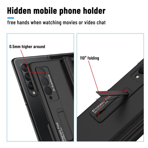 HJCMikee Hinge Protection Series Case for Samsung Galaxy Z Fold 4 5G(2022),Hidden Magnetic Kickstand Full-Body Protective Co