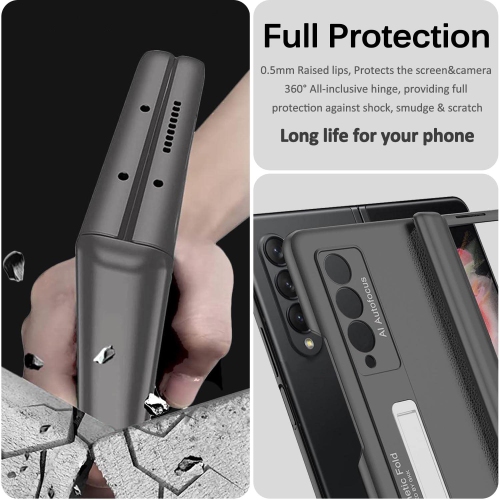 Miimall Compatible with Samsung Galaxy Z Fold 3 Case Hinge Protection, Ultra Thin Hard PC Bumper All-Inclusive Shockproof Hi