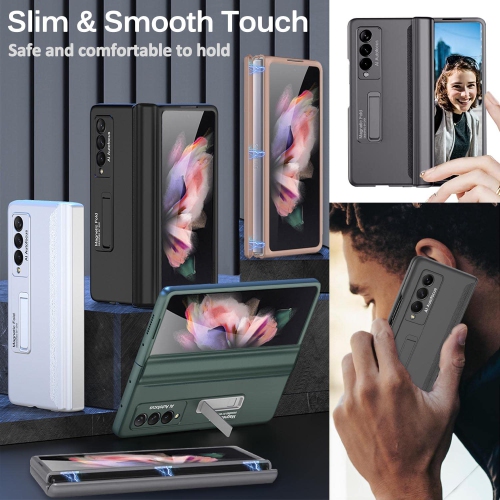Miimall Compatible with Samsung Galaxy Z Fold 3 Case Hinge Protection, Ultra Thin Hard PC Bumper All-Inclusive Shockproof Hi