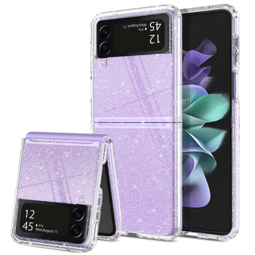 GUAGUA Case for Samsung Galaxy Z Flip 3 Crystal Clear TPU Cover Glitter Bling Sparkle Shiny Slim Thin Shockproof Protective