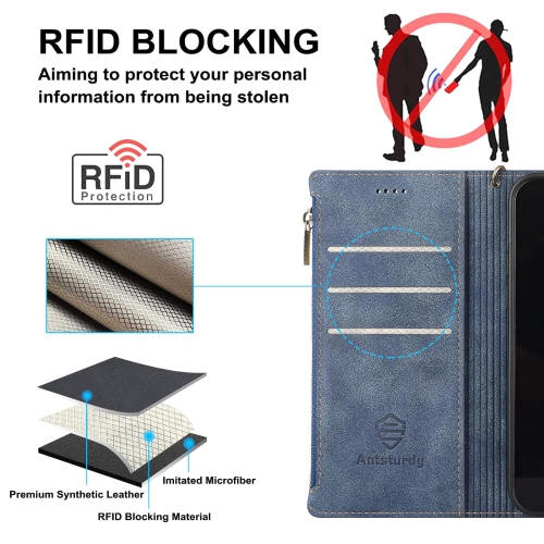 Antsturdy for Samsung Galaxy Z Fold 3 5G Wallet Case with S Pen Holder,PU Leather Folio Flip Protective Cover Slot Wrist Str