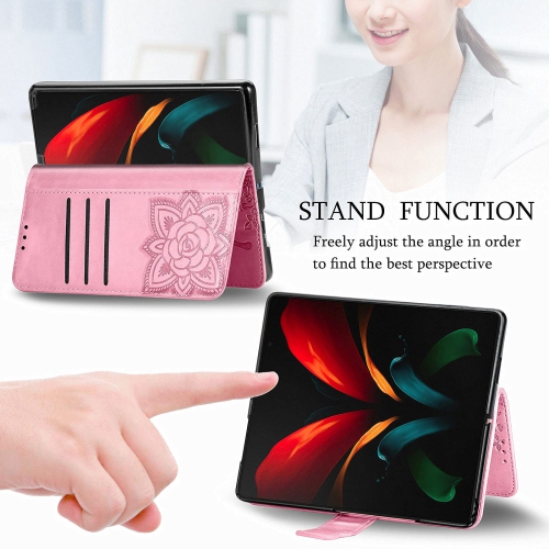 CCSmall Wallet Case for Samsung Galaxy Z Fold 4 5G, 3D Butterfly Flower PU Leather with Credit Card Slots Holder Magnetic Cl