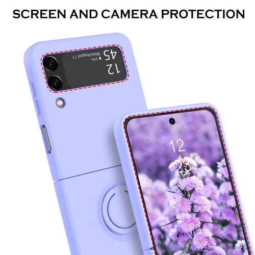 YINLAI Samsung Galaxy Z Flip 3 Case, Phone Case Samsung Z Flip3 5G, Slim Silicone Kickstand Ring Holder Shockproof Protetive