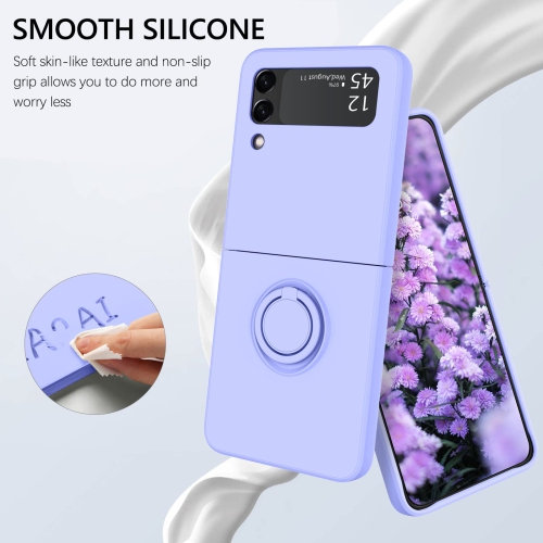YINLAI Samsung Galaxy Z Flip 3 Case, Phone Case Samsung Z Flip3 5G, Slim Silicone Kickstand Ring Holder Shockproof Protetive