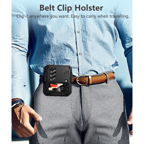 for Samsung Z Flip 4 Case: Military Grade Protection Shockproof Cell Phone Case with Kickstand & Holster | Protective Drop P