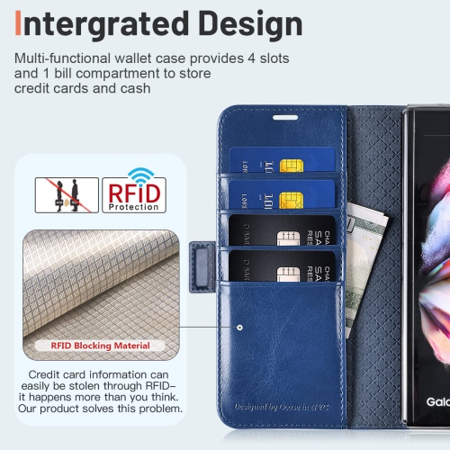 Compatible with Samsung Galaxy Z Fold 4 Case Wallet, PU Leather Fold Folio Case with [Card Slots ][Kickstand] [RFID Blocking ][Screen Protector]