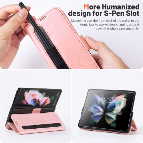 OCASE Compatible with Samsung Galaxy Z Fold 4 Case Wallet, PU Leather Fold Folio Case with Card Slots Kickstand RFID Bl