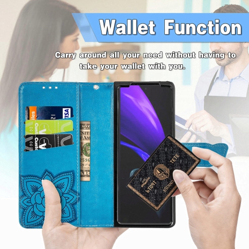 CCSmall Wallet Case for Samsung Galaxy Z Fold 4 5G, 3D Butterfly Flower PU Leather with Credit Card Slots Holder Magnetic Cl