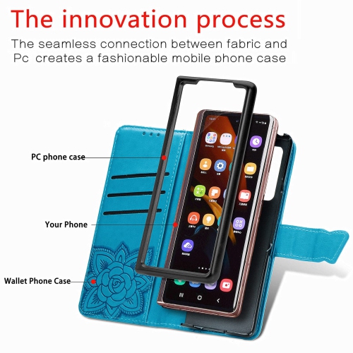 CCSmall Wallet Case for Samsung Galaxy Z Fold 4 5G, 3D Butterfly Flower PU Leather with Credit Card Slots Holder Magnetic Cl