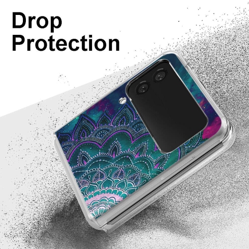 Étui pour Galaxy Z Flip 3 5G, étui rigide protecteur résistant aux égratignures et aux égratignures Bandala Flower Space, étui rigide et résistant