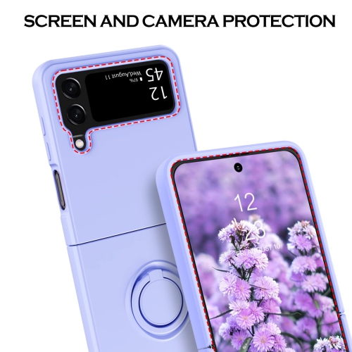 Étui à rabat 4 de YINLAI pour Galaxy Z de Samsung, étui pour téléphone Z Flip4 5G de Samsung, support circulaire mince en silicone résistant aux