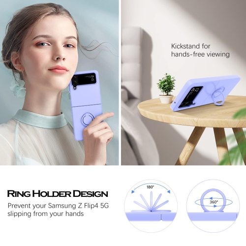Étui à rabat 4 de YINLAI pour Galaxy Z de Samsung, étui pour téléphone Z Flip4 5G de Samsung, support circulaire mince en silicone résistant aux