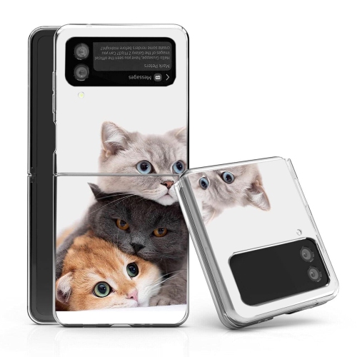 Galaxy Z Flip 3 5G Case,Bcov Brown Cute Cat Anti-Scratch Solid Hard case Protective Shookproof Phone Cover for Samsung Galax