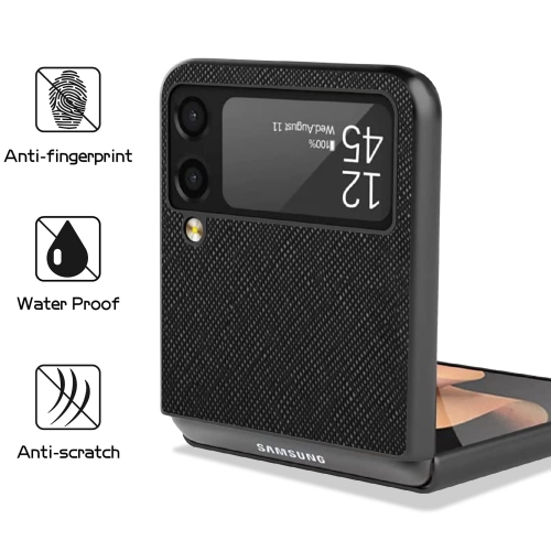 Galaxy Z Flip 3 5G Case,Cnarery PU Leather Hard Phone Cover Ultra-Thin Protective Cover Case for Samsung Galaxy Z Fli