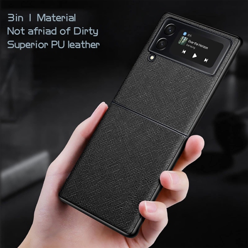 Galaxy Z Flip 3 5G Case,Cnarery PU Leather Hard Phone Cover Ultra-Thin Protective Cover Case for Samsung Galaxy Z Fli