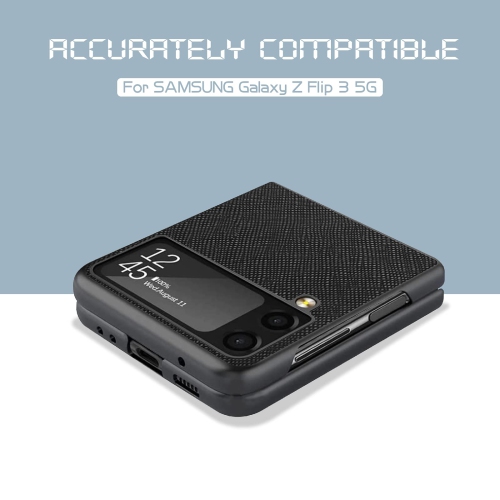 Galaxy Z Flip 3 5G Case,Cnarery PU Leather Hard Phone Cover Ultra-Thin Protective Cover Case for Samsung Galaxy Z Fli