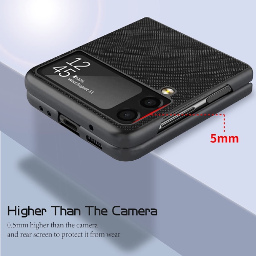 Galaxy Z Flip 3 5G Case,Cnarery PU Leather Hard Phone Cover Ultra-Thin Protective Cover Case for Samsung Galaxy Z Fli