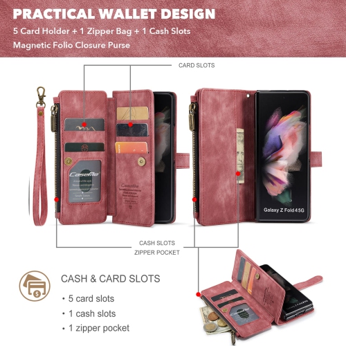 ELEPIK Galaxy Z Fold 4 Case, Z Fold 4 Wallet Case with S Pen Holder, Card Holder, Kickstand, Wristlet for Women Men, Durable