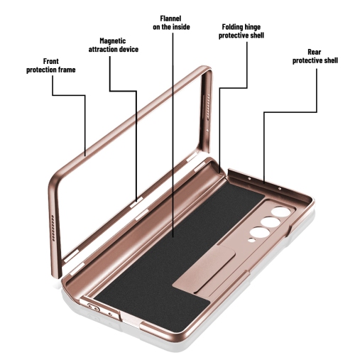 HJCMikee Hinge Protection Series Case for Samsung Galaxy Z Fold 4 5G(2022),Hidden Magnetic Kickstand Full-Body Protective Co