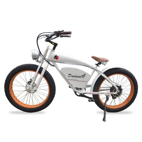 Demon Electric Davient 500W 26-in Vintage Cruiser Fat-Tire Electric Bike, 40-55km Battery Range, TEKTRO Hydraulic Brakes, SHIMANO 7 Speed Gear -