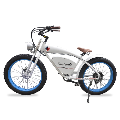 Demon Electric Davient 500W 26-in Vintage Cruiser Fat-Tire Electric Bike, 40-55km Battery Range, TEKTRO Hydraulic Brakes, SHIMANO 7 Speed Gear -