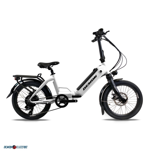 Demon Electric Rebel 250W 20 in Foldable Electric Bike 40 50km Battery Range Tektro Mechanical Brakes Low Profile Cargo Rack White Best Buy Canada