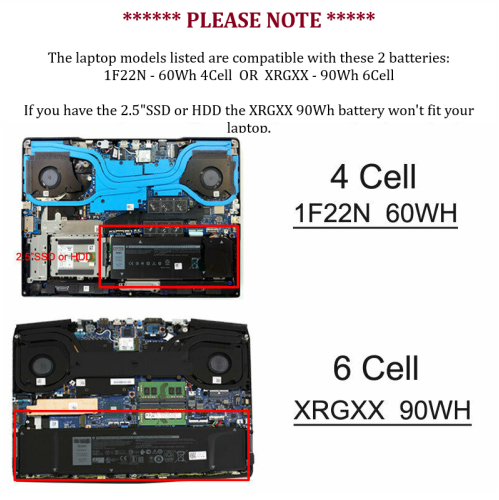 New Genuine Dell Alienware G7 7590 P82F Battery 60Wh