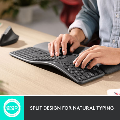 Clavier ergonomique Bluetooth ERGO K860 de Logitech - Graphite