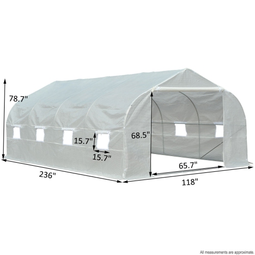 KapscoMoto 20' x 10' x 7' Large Greenhouse Gardening Plant Portable Hot House Walk-In Tunnel Tent, White