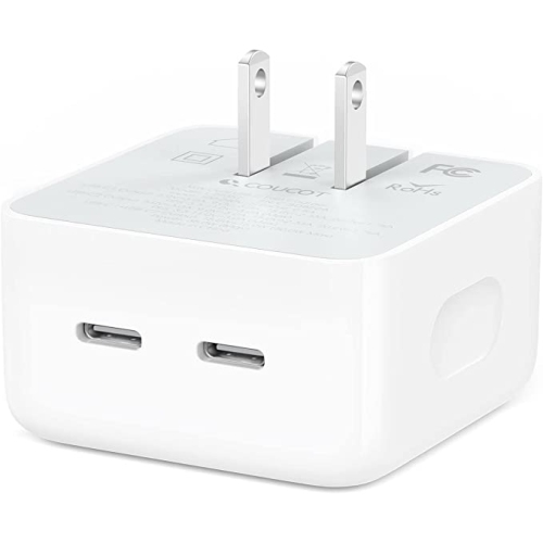 Chargeur à double port USB C de 35 W pour MacBook Air M2 M1 2022