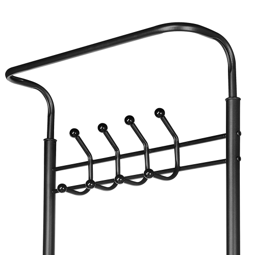 Porte-vêtements multifonctionnel Porte-vêtements Porte-manteau d'entrée en métal Banc à chaussures à 3 niveaux avec 18 crochets, assemblage facile