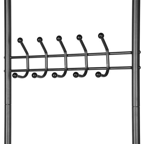 Porte-vêtements multifonctionnel Porte-vêtements Porte-manteau d'entrée en métal Banc à chaussures à 3 niveaux avec 18 crochets, assemblage facile