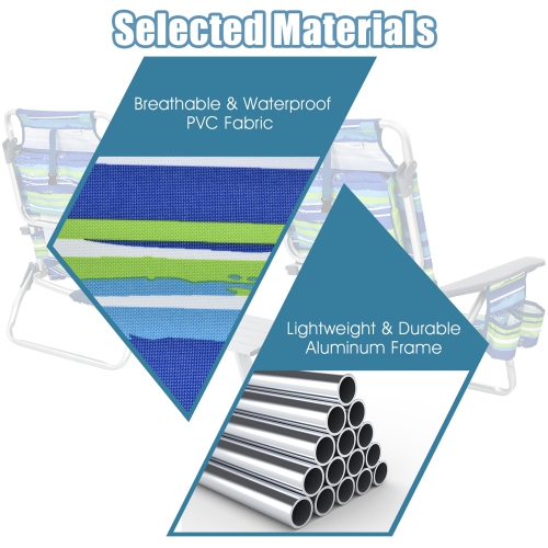 Gymax 3PCS Folding Beach Chair & Table Set Outdoor Adjustable Reclining Chair