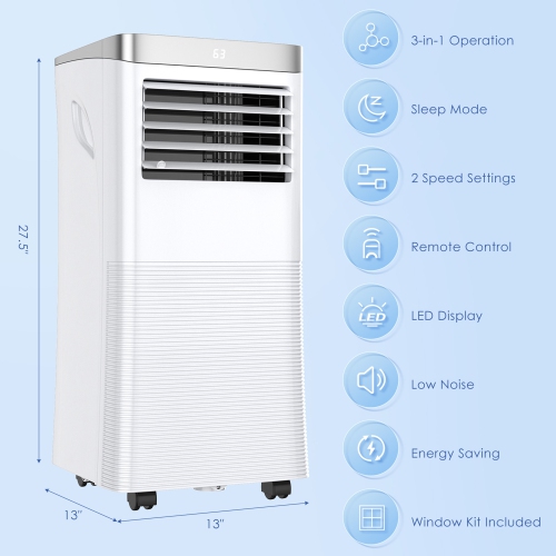 Gymax 3-in-1 Portable Air Conditioner 10,000 BTU Air Cooler w/ 24H Timer