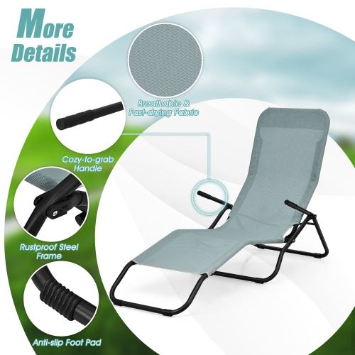 Gymax 2 PCS Outdoor Chaise Lounge Folding Stacking Reclining Chairs