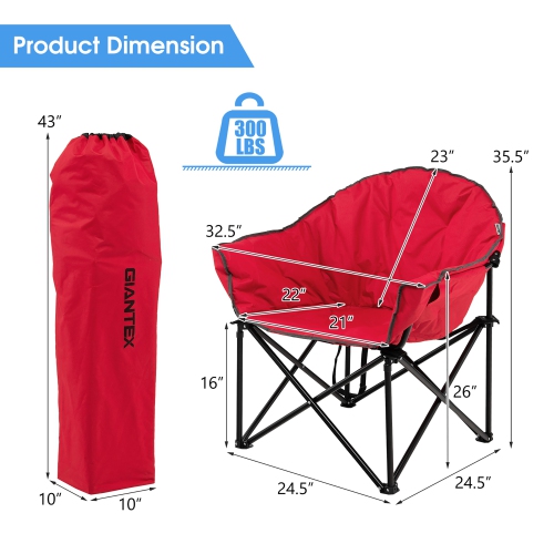 2 PCS Oversized Folding Padded Camping Moon Saucer Chair Bag Outdoor Fishing Red\Navy\ Brown\Grey