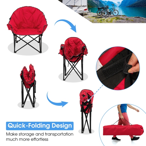 2 PCS Oversized Folding Padded Camping Moon Saucer Chair Bag Outdoor Fishing Red\Navy\ Brown\Grey